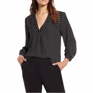 Vince Camuto Black and White Polka Dot Blouse